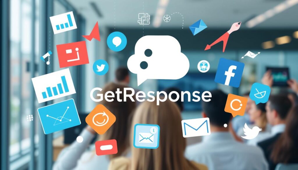 Ein Bild von GetResponse-Logo mit Marketing-Elementen