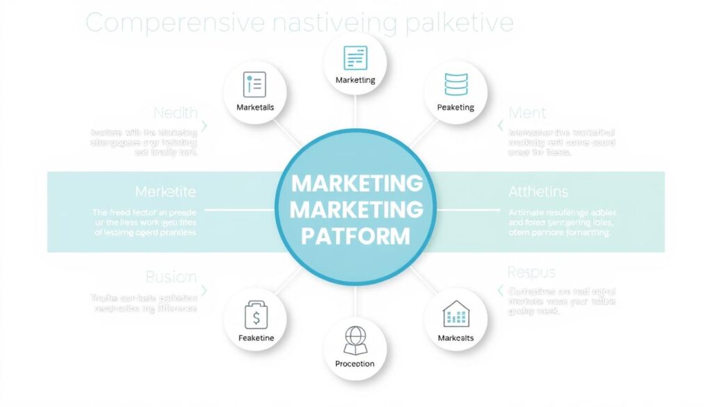 Erstellen Sie eine Grafik, die eine umfassende Marketing-Plattform darstellt.