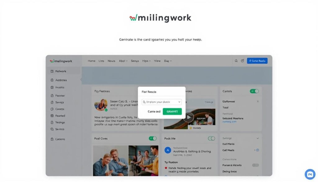 Generiere ein Bild von Mailingwork Benutzeroberfläche