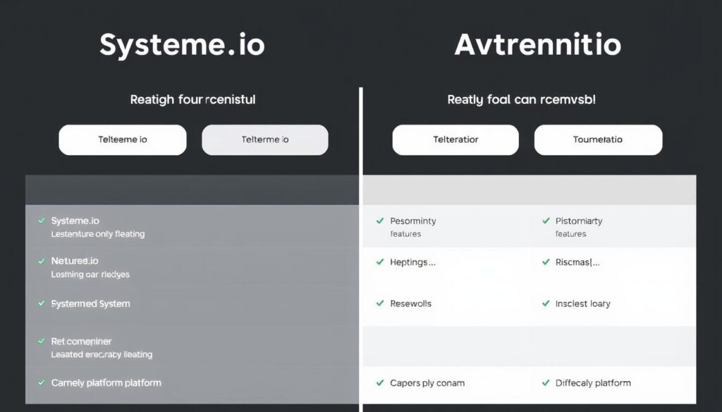 Generiere ein Bild von Systeme.io und seinen Alternativen im Vergleich