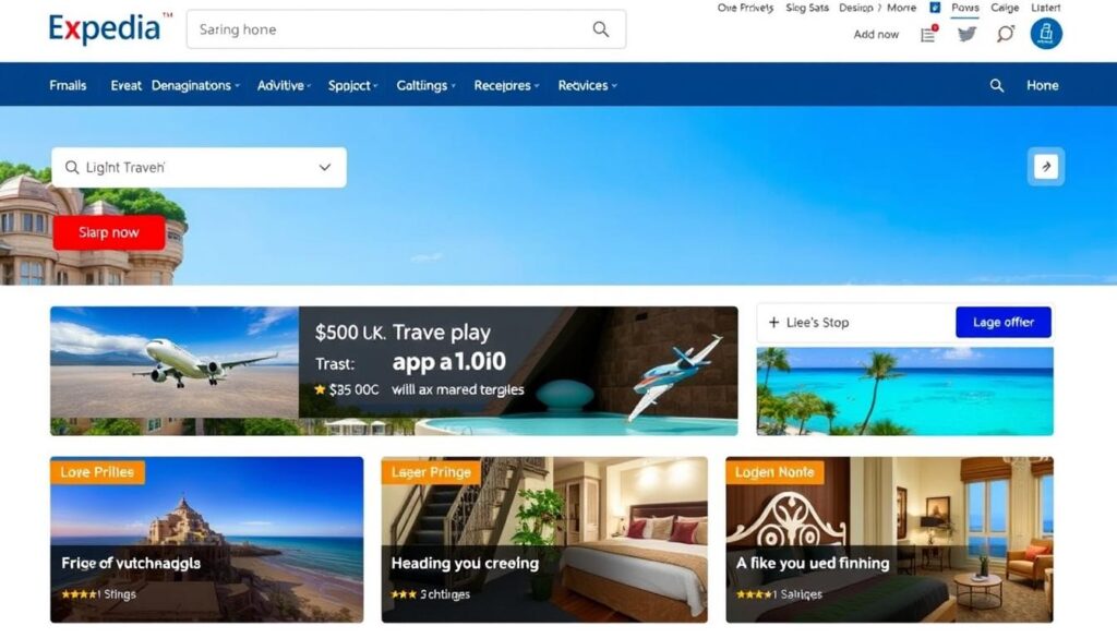 Ein Bild von Expedia Homepage