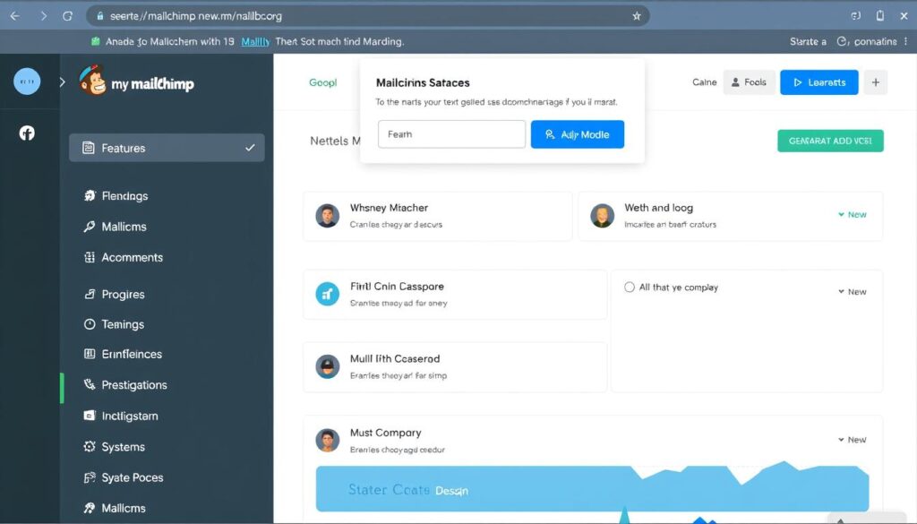 Generieren Sie ein Bild von einem Dashboard des Mailchimp-Tools