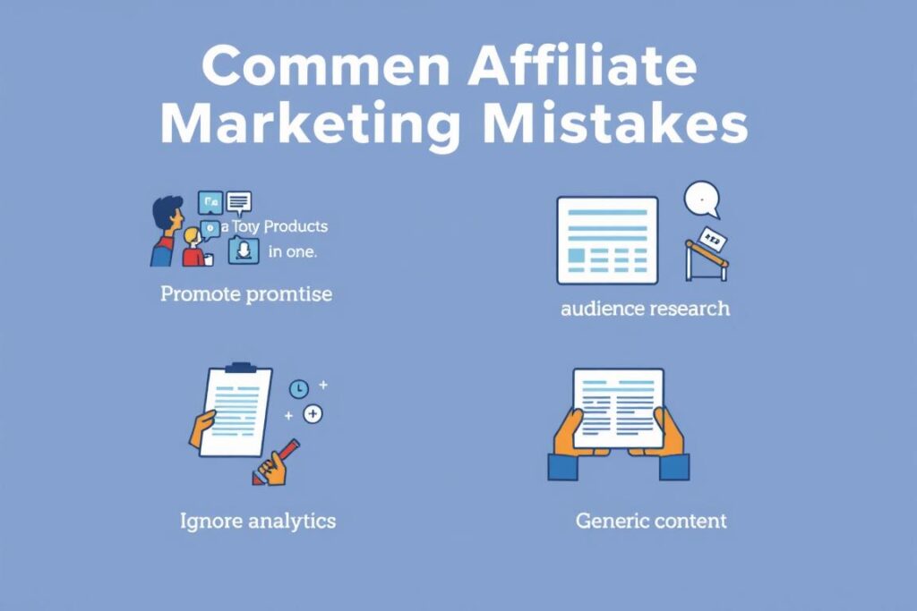 Illustration der häufigsten Fehler im Affiliate Marketing mit Blogs und Social Media