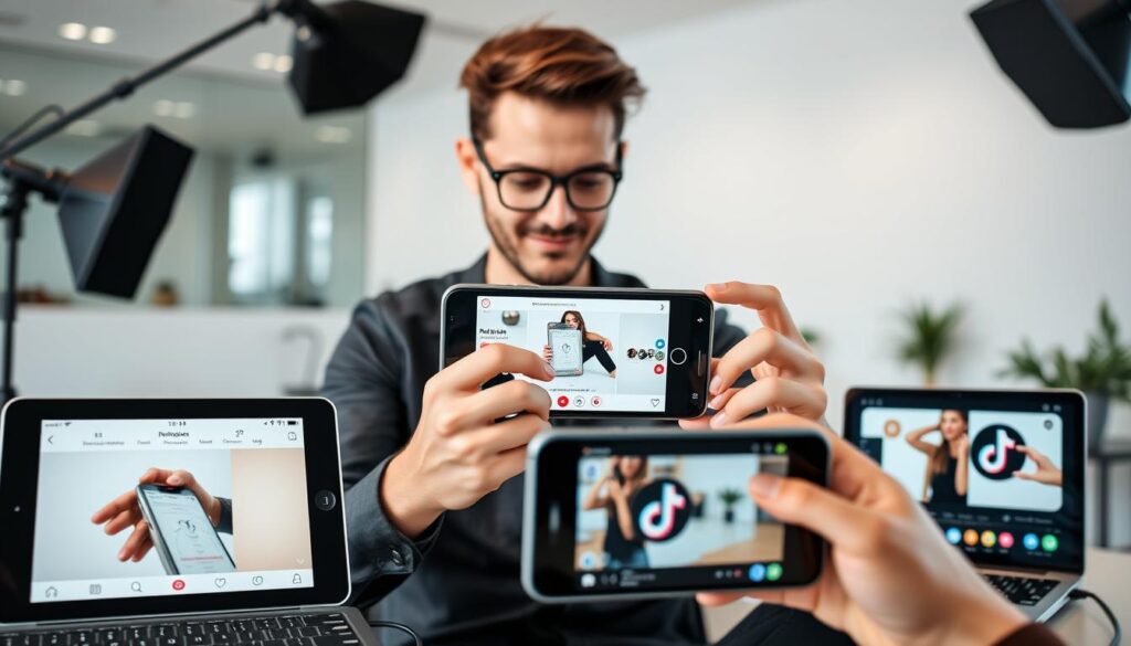 Influencer erstellt Affiliate Marketing Content für verschiedene Social Media Plattformen